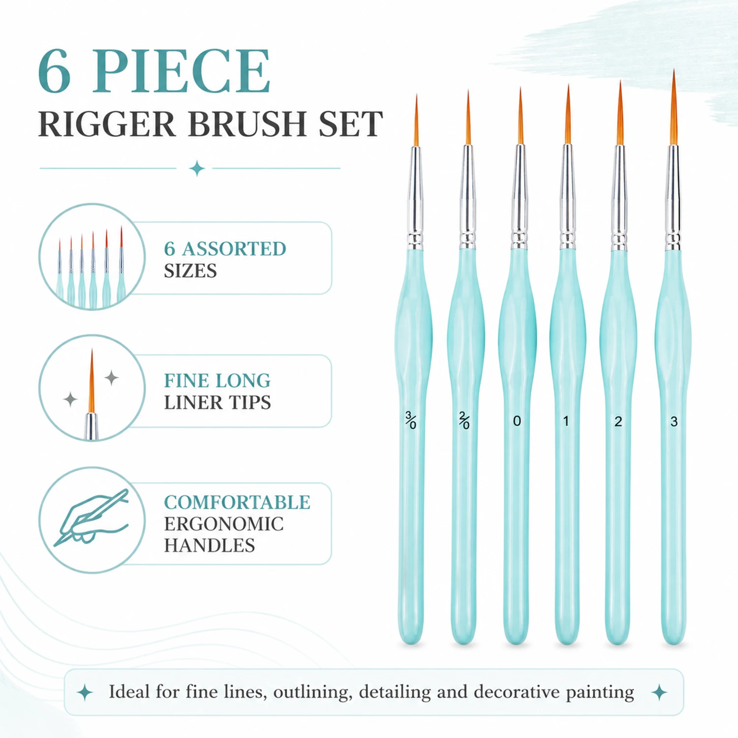 مجموعة من 6 فرش ريجر للرسم، فر - مراجعة Detailing Brush Set وسعره